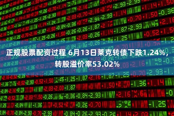 正规股票配资过程 6月13日莱克转债下跌1.24%，转股溢价率53.02%