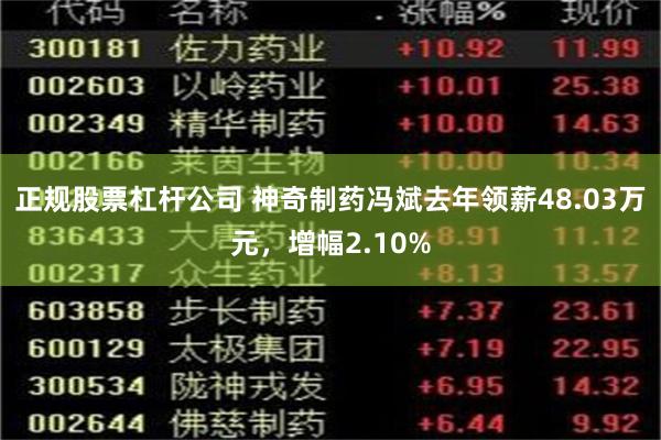 正规股票杠杆公司 神奇制药冯斌去年领薪48.03万元，增幅2.10%