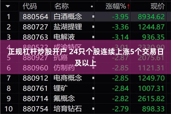 正规杠杆炒股开户 24只个股连续上涨5个交易日及以上