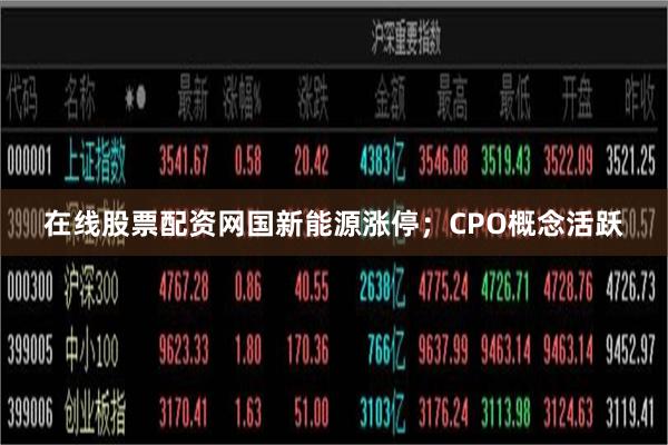 在线股票配资网国新能源涨停；CPO概念活跃